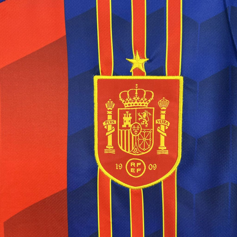 CAMISOLA DA SELEÇÃO DA ESPANHA 25/26 AZUL E VERMELHO