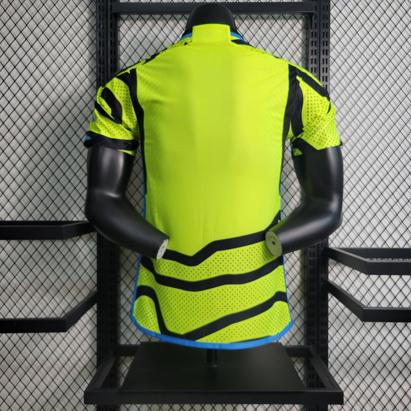 CAMISA VERSÃO PLAYER DO ARSENAL 23/24 VERDE NEON E PRETO